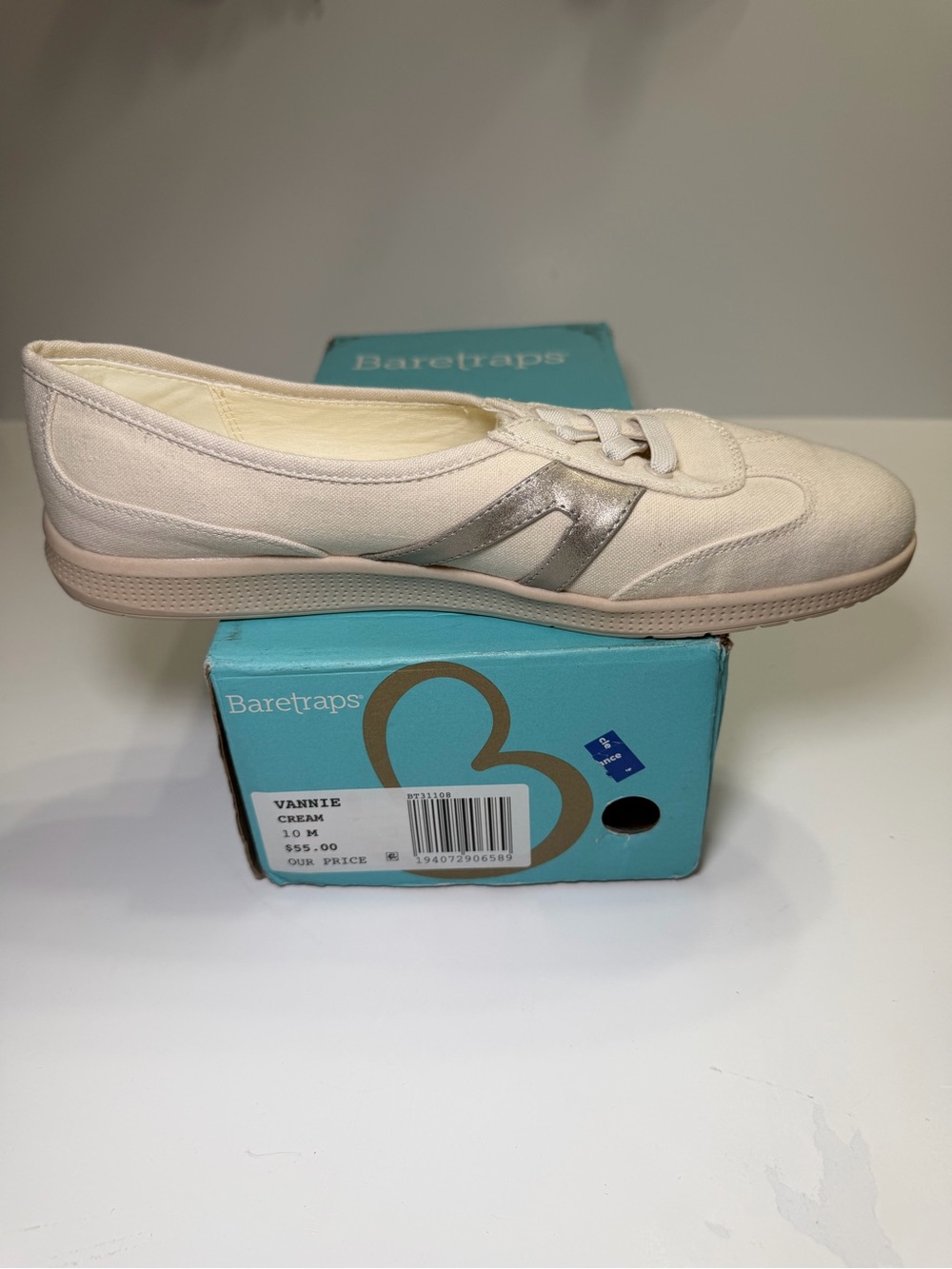 BareTraps Cream Slip-On with Silver Accent